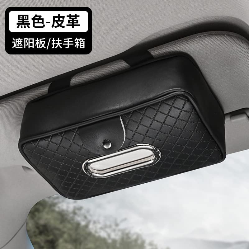 Automaze Car Armrest Headrest Visor Seat Tissue Napkin Box Holder with Sunglass Clip, Interior Car Accessories (Black) - Image 3