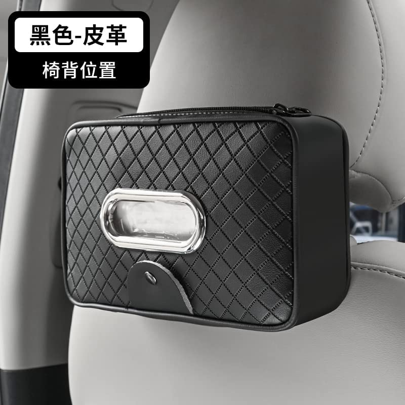 Automaze Car Armrest Headrest Visor Seat Tissue Napkin Box Holder with Sunglass Clip, Interior Car Accessories (Black) - Image 2