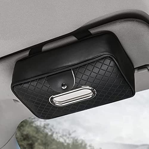 Automaze Car Armrest Headrest Visor Seat Tissue Napkin Box Holder with Sunglass Clip, Interior Car Accessories (Black) - Image 1