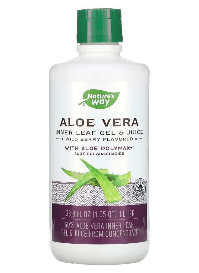 Nature's Aloe Vera Inner Leaf Gel & Juice with Aloe Polymax Wild Berry 33.8 fl oz (1 Liter) 
