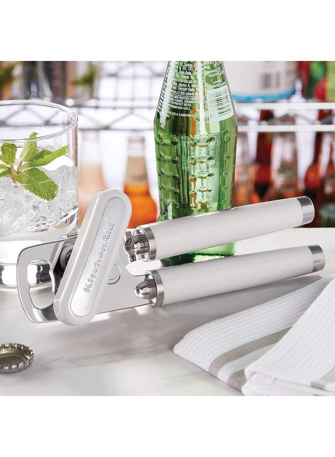 KitchenAid Classic Multifunction Can Opener and Bottle Opener Easy to Use, Razor Sharp Stainless Steel Cutting Wheel, Soft Ergonomic Handles, White - Image 3