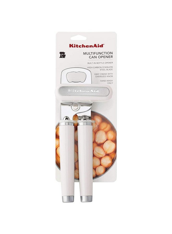 KitchenAid Classic Multifunction Can Opener and Bottle Opener Easy to Use, Razor Sharp Stainless Steel Cutting Wheel, Soft Ergonomic Handles, White - Image 4