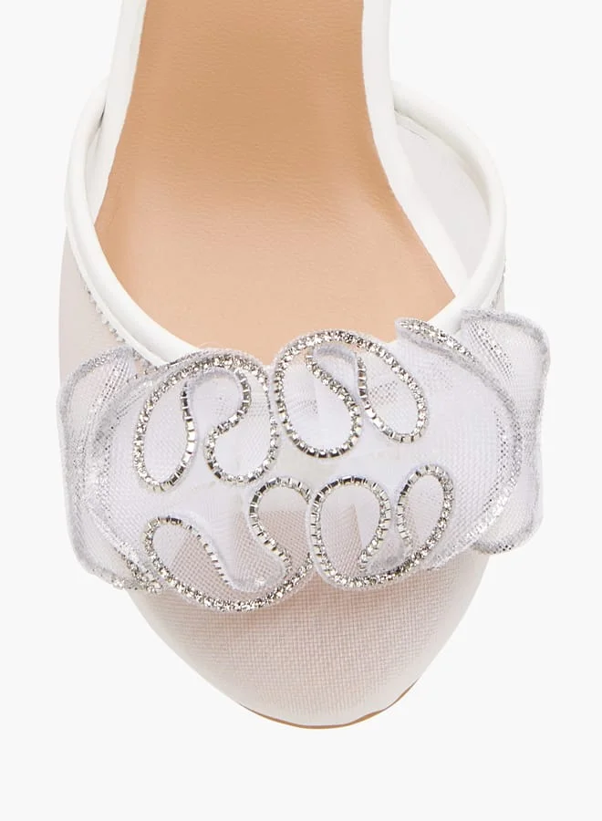 Celeste Girl's Embellished Block Heeled Sandals with Hook and Loop Closure