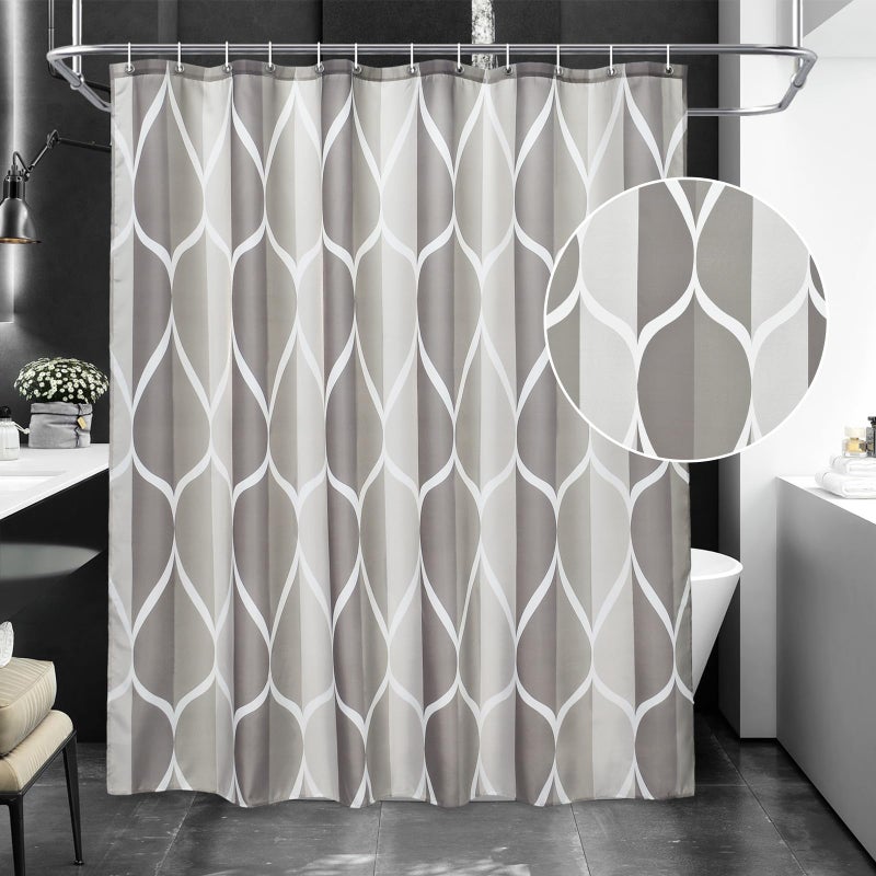 Gelbchu Light Grey Brown Shower Curtain  Waterproof Design and Polyester  Quick-Drying  Weighted Hem  Brown Shower Curtains Set for Bathroom W 72 x H 72  Machine Washable with 12 Hooks - Image 1