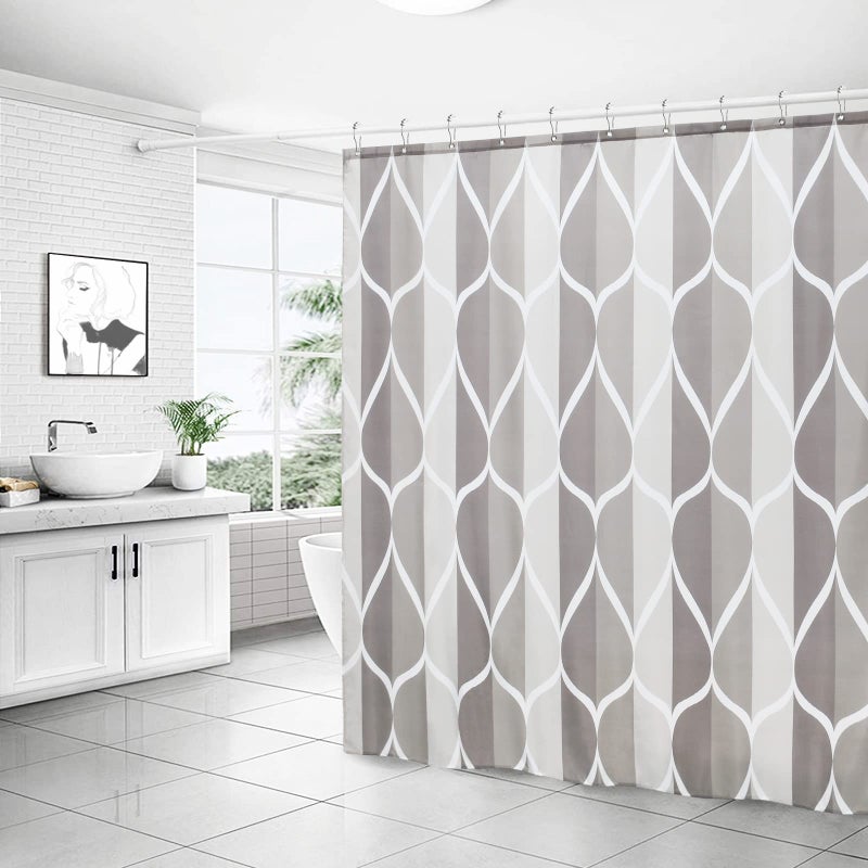 Gelbchu Light Grey Brown Shower Curtain  Waterproof Design and Polyester  Quick-Drying  Weighted Hem  Brown Shower Curtains Set for Bathroom W 72 x H 72  Machine Washable with 12 Hooks - Image 2