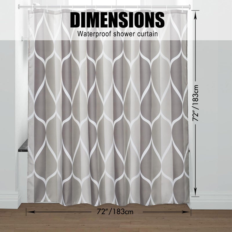 Gelbchu Light Grey Brown Shower Curtain  Waterproof Design and Polyester  Quick-Drying  Weighted Hem  Brown Shower Curtains Set for Bathroom W 72 x H 72  Machine Washable with 12 Hooks - Image 5