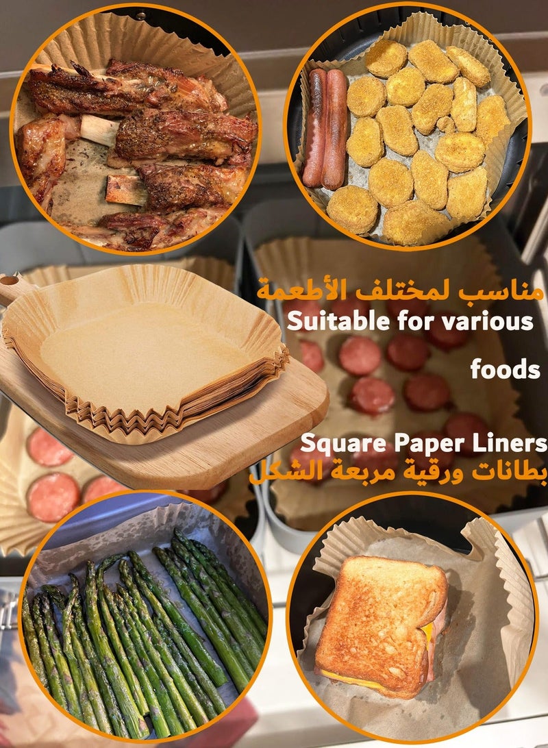 100 PCS Disposable Air Fryer Paper, Square Baking Paper, Air Fryer Liners Oil-proof Parchment for Microwave 16cm Non-stick Parchment Paper for Frying, Baking, Cooking, Roasting, Disposable Plate - Image 5