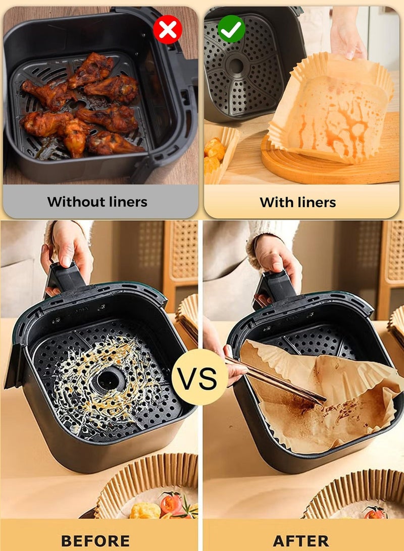 100 PCS Disposable Air Fryer Paper, Square Baking Paper, Air Fryer Liners Oil-proof Parchment for Microwave 16cm Non-stick Parchment Paper for Frying, Baking, Cooking, Roasting, Disposable Plate - Image 4