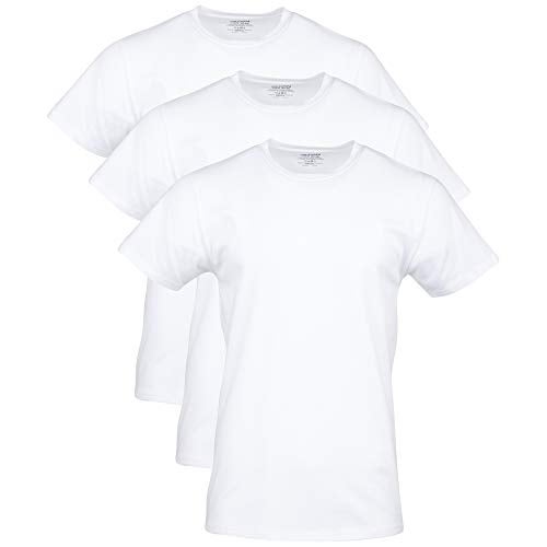 Gildan Mens Cotton Stretch Tshirts Multipack Artic White Crew 3Pack Small - Image 1
