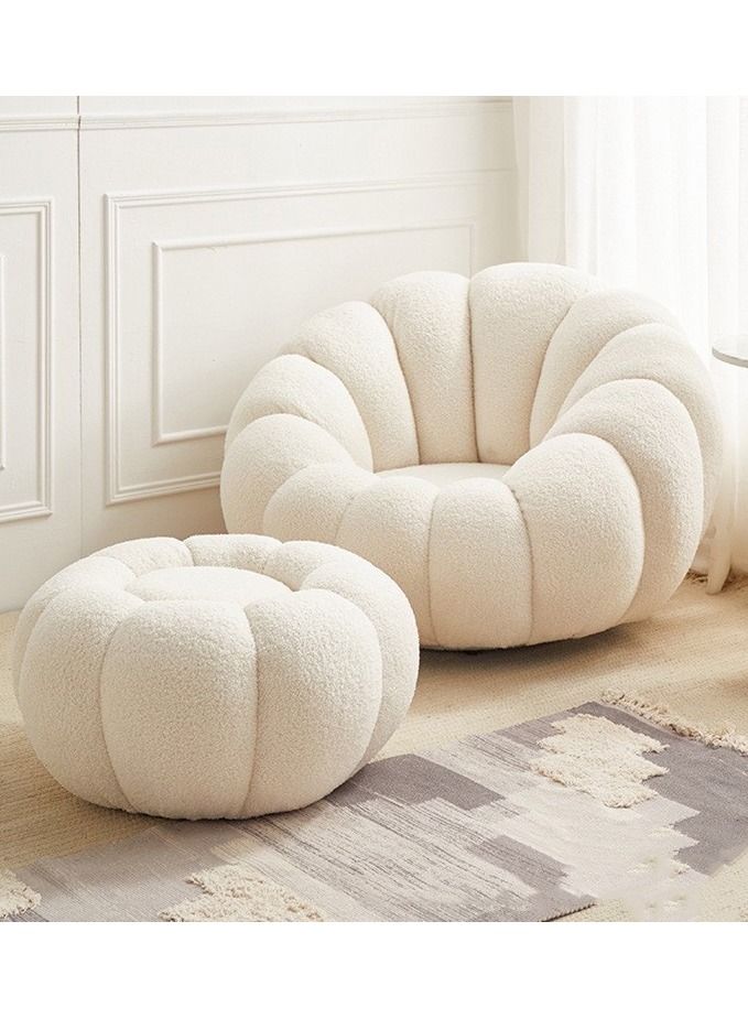Magic Pumpkin Style Lamb Fleece Lazy Sofa with Pedal Sofa - Image 1