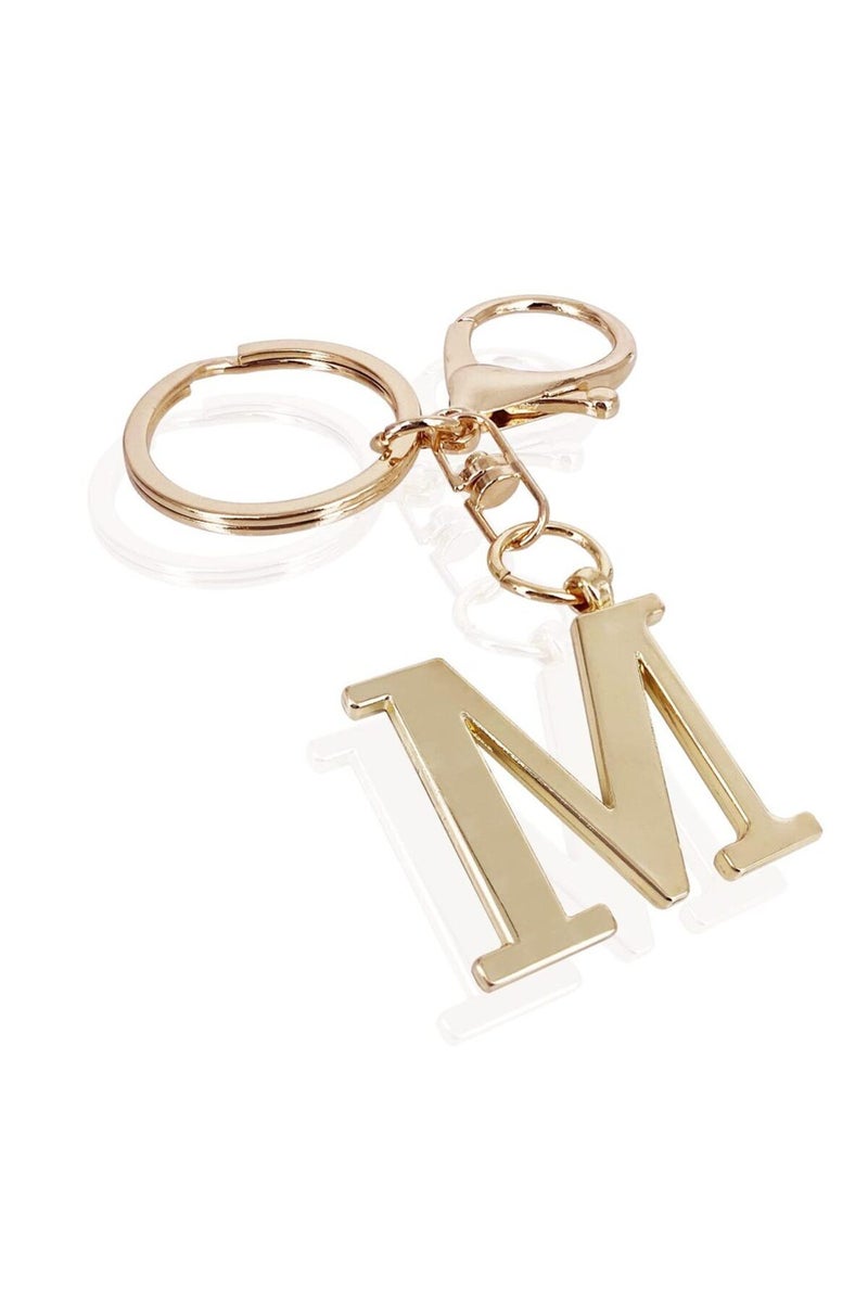 M Stainless steel Gold letter A-Z keychain Women's Men's Backpack pendant Tote Metal letter pendant.