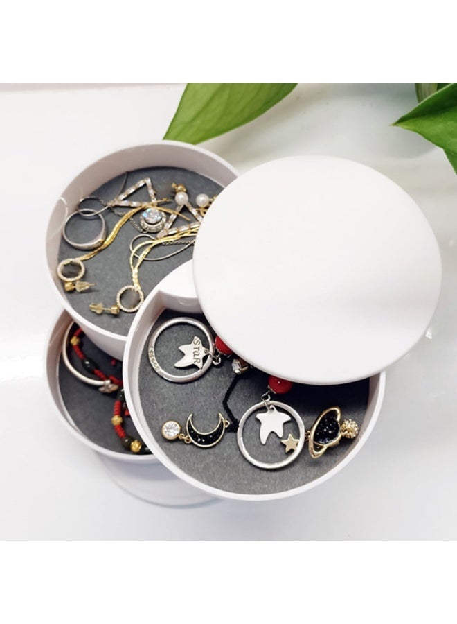 Jewelry Organizer, Small Jewelry Storage Box Earring Holder for Women, 4-Layer Rotating Travel Jewelry Tray Case with Lid for Bracelets Rings Bracelets - Image 2