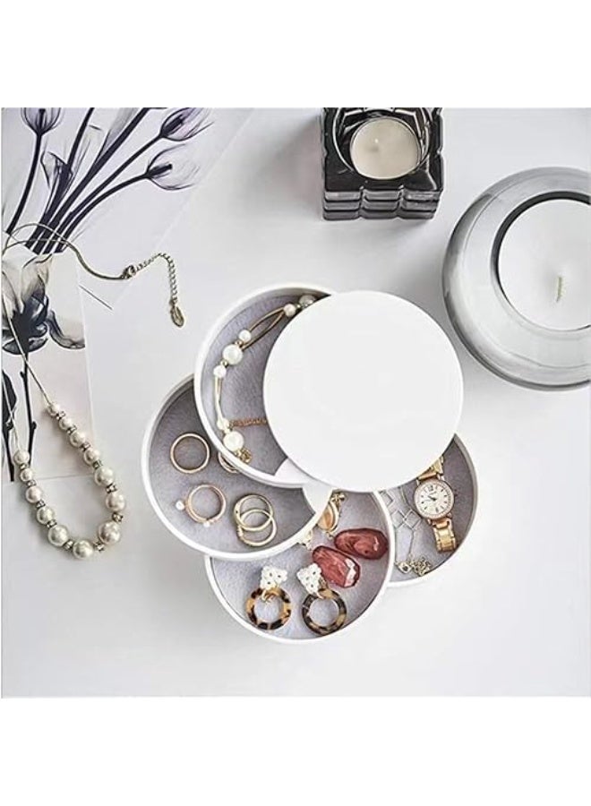 Jewelry Organizer, Small Jewelry Storage Box Earring Holder for Women, 4-Layer Rotating Travel Jewelry Tray Case with Lid for Bracelets Rings Bracelets - Image 5