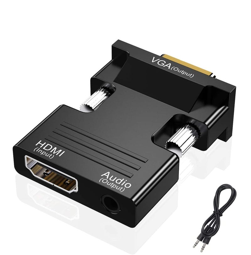 ETZIN HDMI to VGA Adapter Converter, Audio Output Computer Set-top Box Connector Dongle for Laptop, PC, Monitor, Projector, HDTV, Chromebook, Roku, Xbox -3.5mm Stereo Cable Included EPL-476H - Image 1