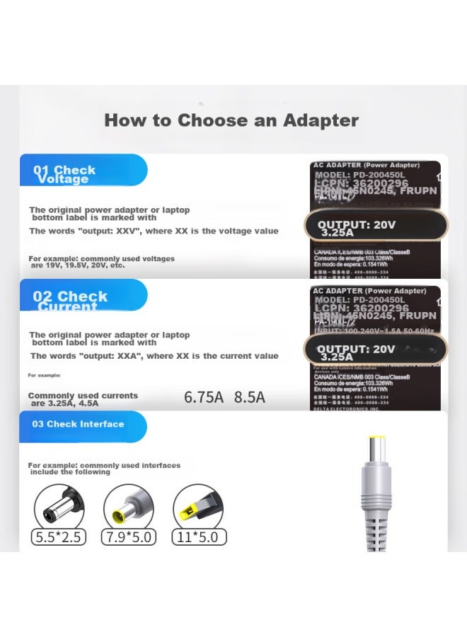 Elei Laptop Charger, Compatible With Lenovo Thinkpad T430s/x201/x220/x230/r61/x60/x61t, Computer Adapter, 20v 3.25a 65w Power Cord, Round Plug - Image 2