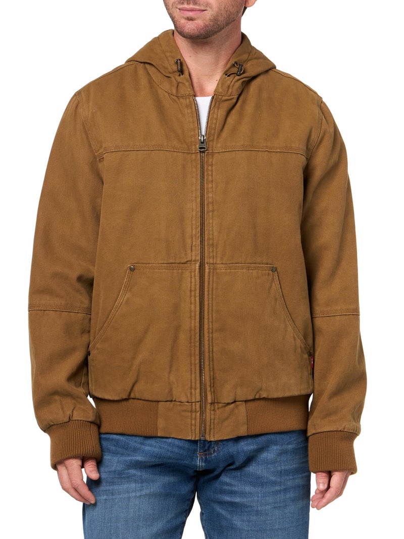 Levi's Men's Workwear Cotton Canvas Hoody Bomber Jacket (Regular & Big & Tall Sizes), New Brown Quilted, Medium - Image 3
