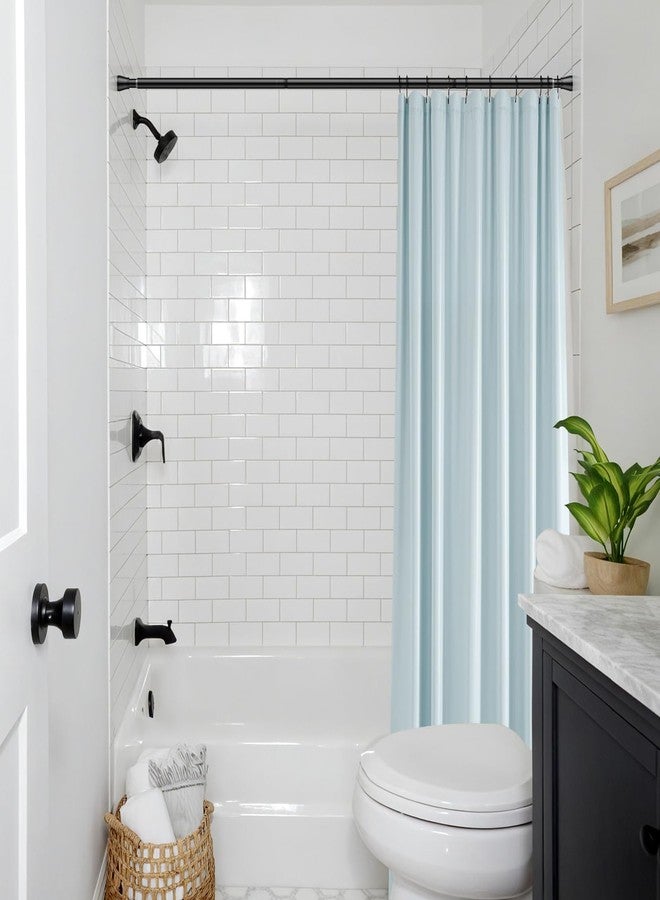 MEXAU Black Shower Curtain Rod 40-73 inch Black Shower Rod Tension Curtain Rod No Drilling Shower Curtain Rods Spring Tension Shower Rods for Bathroom - Image 5