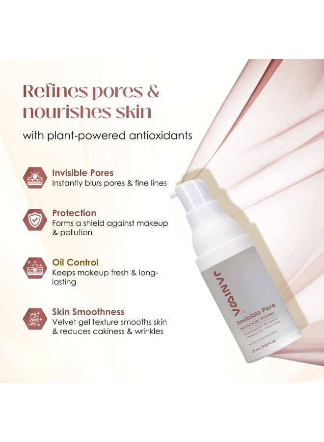 JANIWA Invisible Pore Minimizer Primer – Matte Face Primer for Oily Skin, Oil Control, Pore Minimizer & Long-Lasting Smooth Makeup Base (18ml) - Image 4
