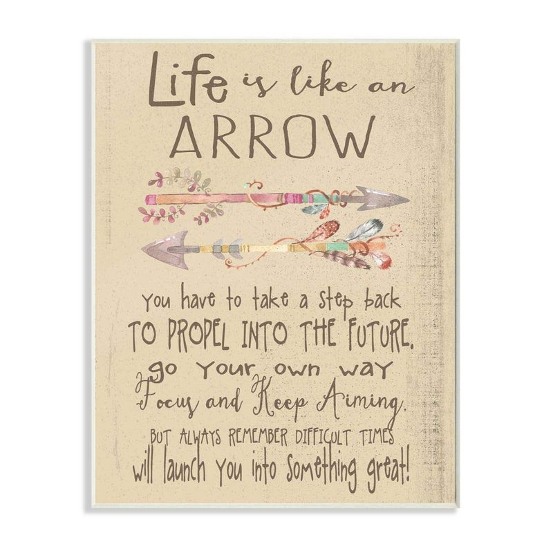 Stupell Industries Life is Like an Arrow Icon Inspirational Typography Wall Plaque 10x15 Design By Artist Regina Nouvel