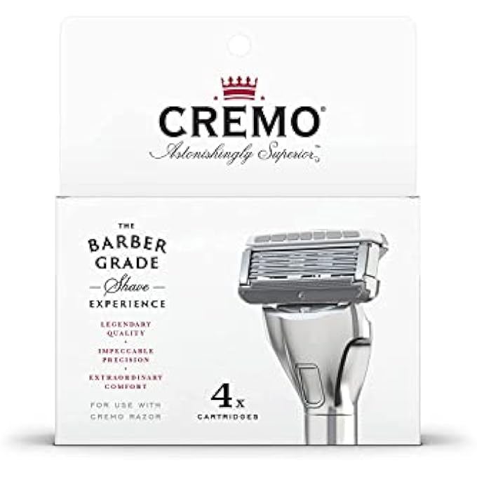 كريمو شفرات الحلاقة Cremo Barber Grade للرجال 4 عبوات فضية - Image 1