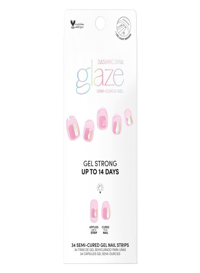 Dashing Diva Glaze Nail Strips - Pink Dew | Works with Any LED Nail Lamp | Long Lasting, Chip Resistant, Semicured Gel Nail Strips | Contains 34 Salon Quality Nail Wraps, 1 Prep Pad, 1 Nail File - Image 2
