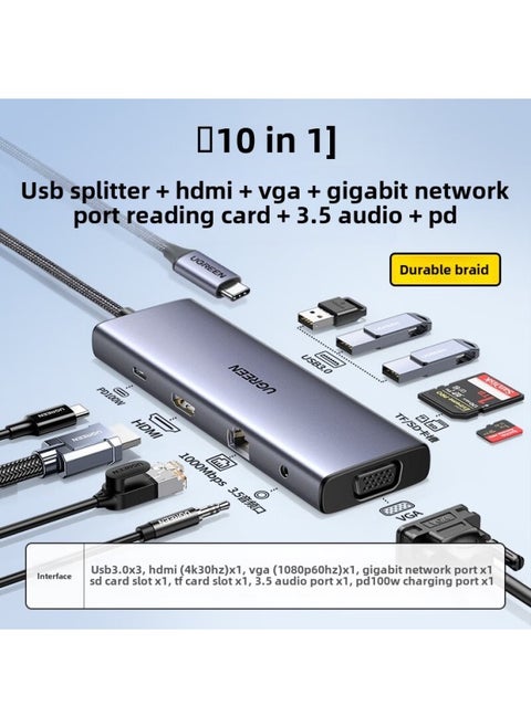 Green Union Type-C Extension Applicable To Apple MacBook Huawei Computer USB-C To HDMI/VGA 4K HD-Color:15601  Hdmi (30hz) + Gigabit Network