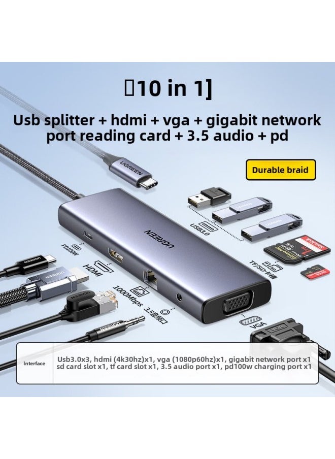 Generic - Green Union Type-C Extension Applicable To Apple MacBook Huawei Computer USB-C To HDMI/VGA 4K HD-Color:15601  Hdmi (30hz) + Gigabit Network - Image 1