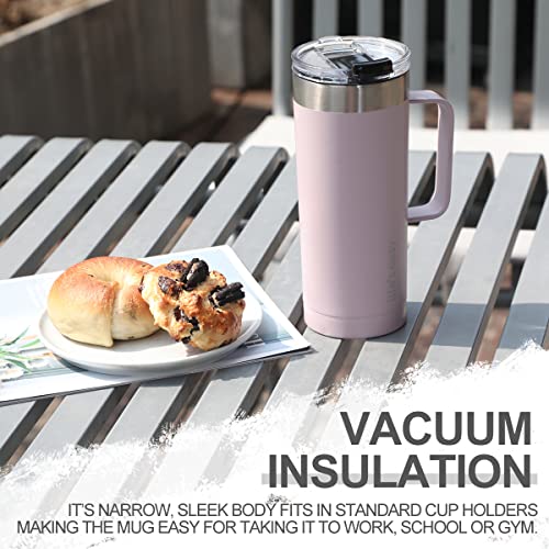 Life's Easy 20oz Stainless Steel Mug w/Handle - Double Wall Insulated Travel Tumbler w/Flip Lid - Leak Proof Tumbler-Thermal Cup for Coffee, Tea & More - Keep Hot & Cold Drinks (Lavender, 20 oz) - Image 3