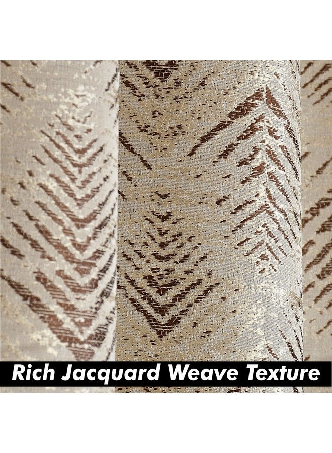 Yellow Weaves Yellow Weaves Rich Jacquard Fabric Curtains for Window, Abstract Pattern, 5 Feet, Pack of 2, Beige Brown - Image 3