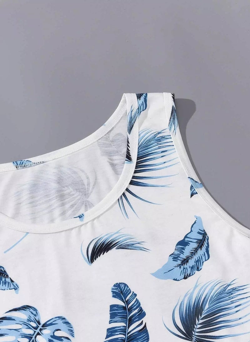 Men Tropical Print Tank Top - Image 5