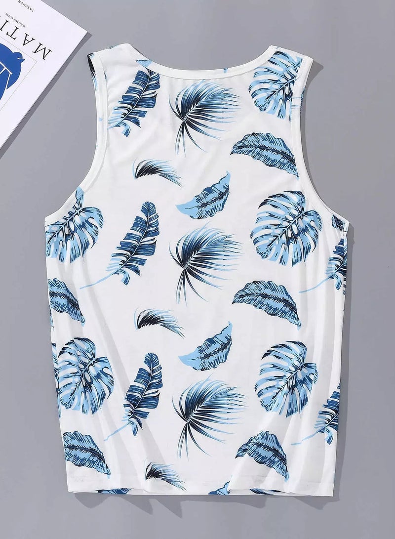 Men Tropical Print Tank Top - Image 2