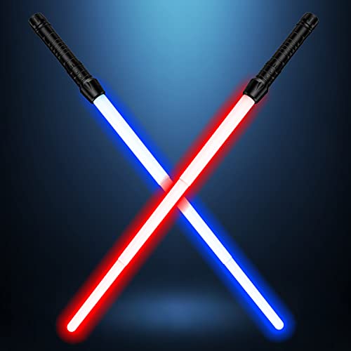 Solizan Light Up Saber with FX Sound Light Sabers for Kids Retractable Light Swords Gifts Set for Boys Girls Birthday Christmas Halloween Parties 7 Colors LED Glow in The Dark Toy for Kids Adult Black - Image 1