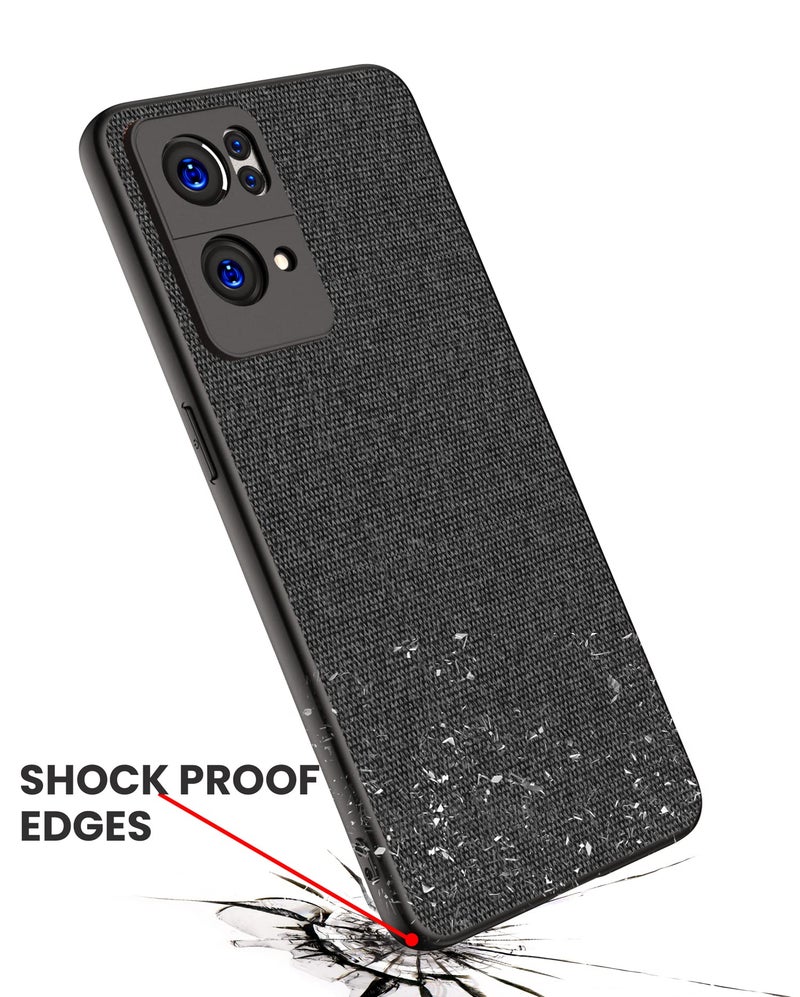 Kapa Soft Fabric Hybrid for Oppo Reno 7 Pro (5G) Back Cover, Shockproof Protection Slim Hard Back Case (Black) - Image 5