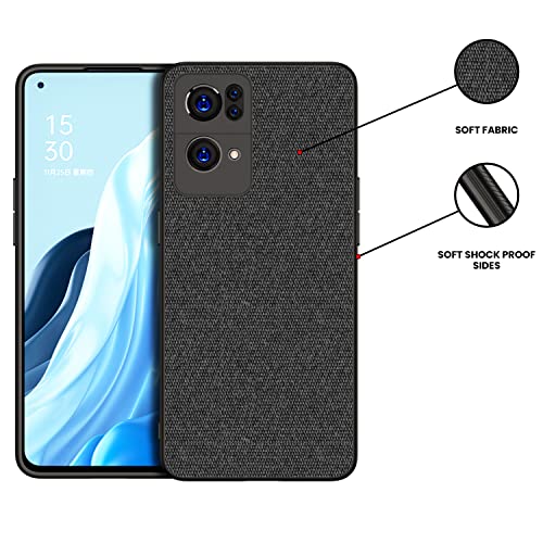 Kapa Soft Fabric Hybrid for Oppo Reno 7 Pro (5G) Back Cover, Shockproof Protection Slim Hard Back Case (Black) - Image 3