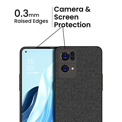 Kapa Soft Fabric Hybrid for Oppo Reno 7 Pro (5G) Back Cover, Shockproof Protection Slim Hard Back Case (Black) - Image 4