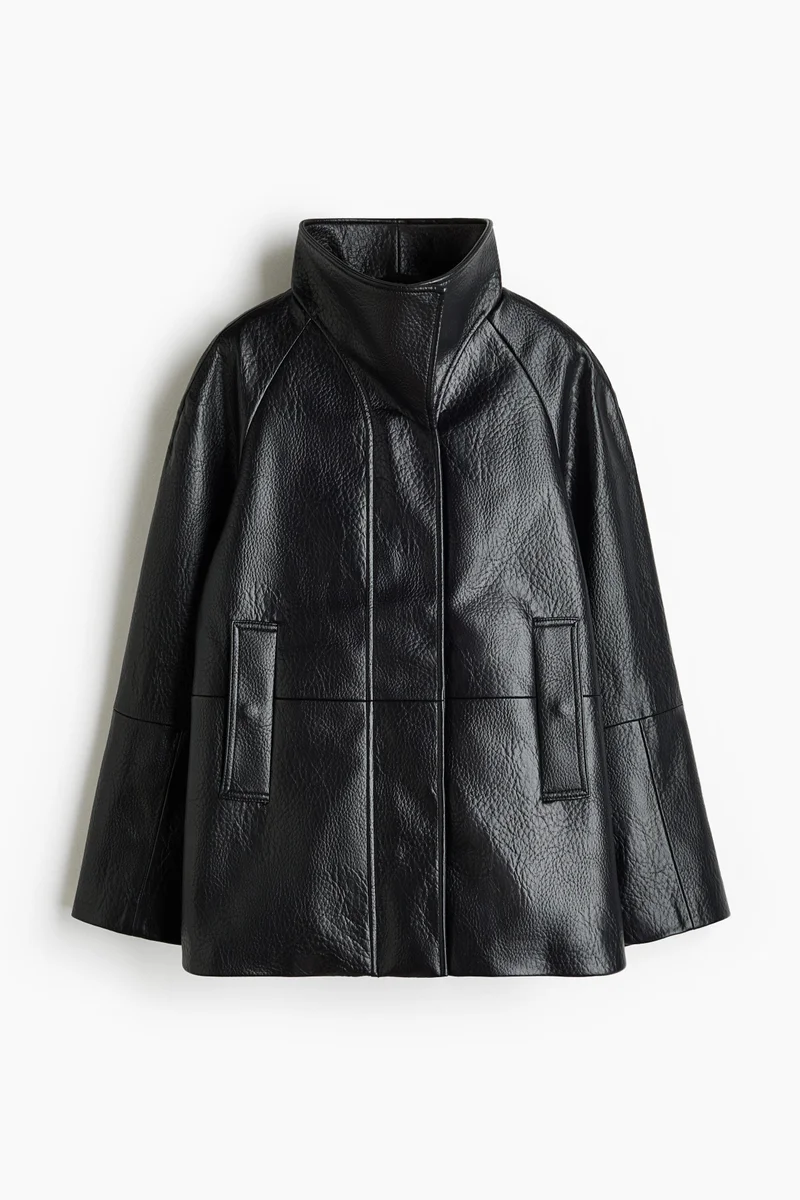 Coated funnel-collar jacket