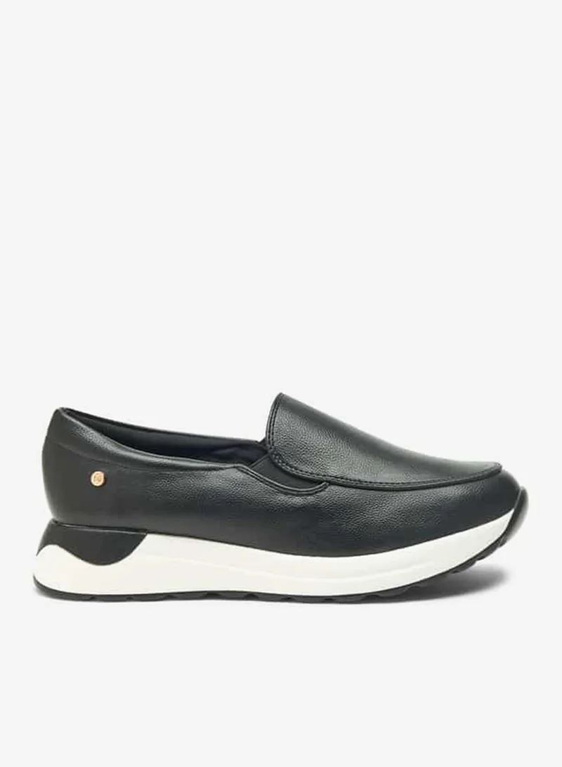 Women Solid Slip-On Loafers with Platform Heels
