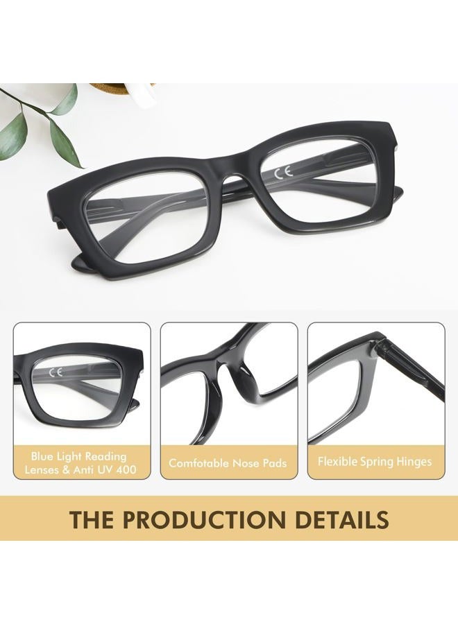 REAVEE Oprah Style Reading Glasses for Women Blue Light Blocking Computer Fashion Readers with Spring Hinge and Glasses Pouch +1.25 - Image 3