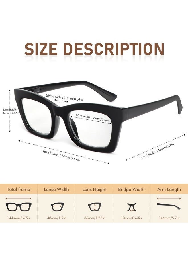 REAVEE Oprah Style Reading Glasses for Women Blue Light Blocking Computer Fashion Readers with Spring Hinge and Glasses Pouch +1.25 - Image 2