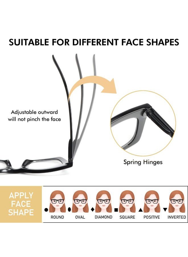 REAVEE Oprah Style Reading Glasses for Women Blue Light Blocking Computer Fashion Readers with Spring Hinge and Glasses Pouch +1.25 - Image 4