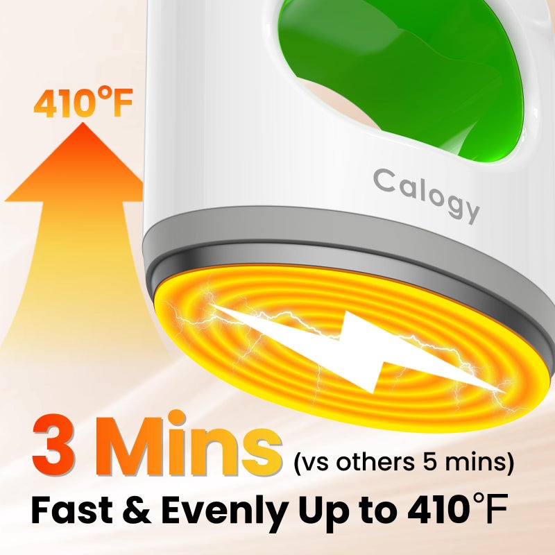 Calogy Super Mini Heat Press Machine, Fast Up to Max 410â„‰ in 3Mins & 4 Heating Setting with LED Display, Mini Iron for Crafting with Precision Tip, Easy for Small Objects Like Shoes, Hats(White Green) - Image 3