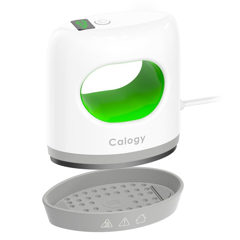 Calogy Super Mini Heat Press Machine, Fast Up to Max 410â„‰ in 3Mins & 4 Heating Setting with LED Display, Mini Iron for Crafting with Precision Tip, Easy for Small Objects Like Shoes, Hats(White Green) - Image 1