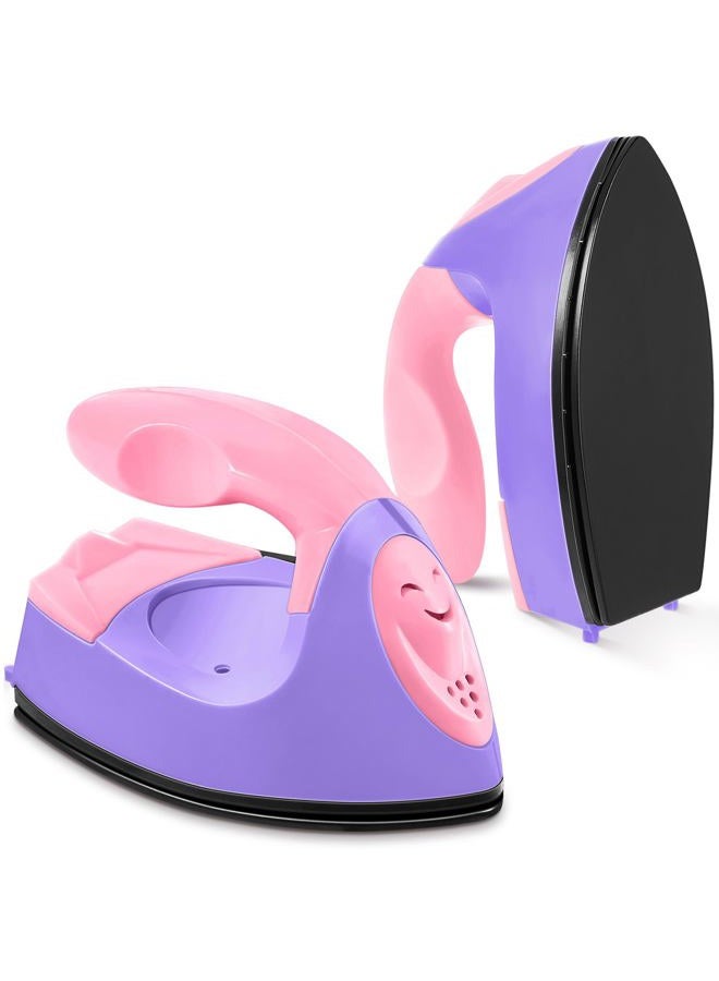 Honoson Mini Craft Iron Mini Heat Press Small Iron 3.93 x 2.36 x 2.76 Portable Tiny Flatiron with Charging Base Accessory for Fuse Bead Patch DIY Heat Transfer Vinyl(Dark Pink, Light Purple) - Image 1
