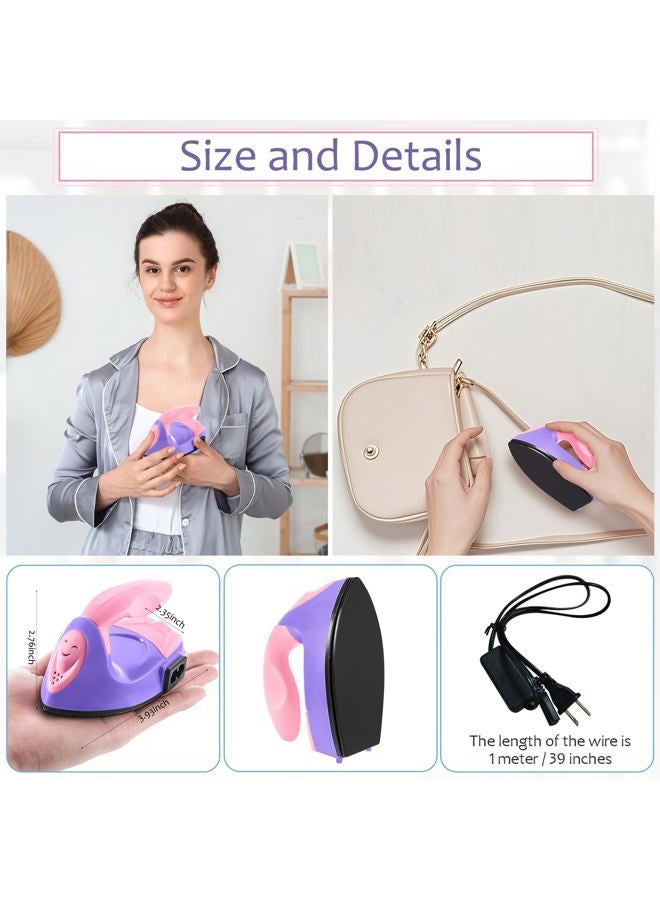 Honoson Mini Craft Iron Mini Heat Press Small Iron 3.93 x 2.36 x 2.76 Portable Tiny Flatiron with Charging Base Accessory for Fuse Bead Patch DIY Heat Transfer Vinyl(Dark Pink, Light Purple) - Image 3