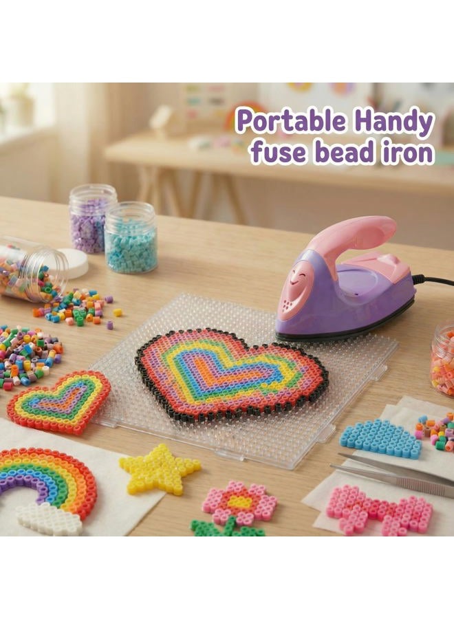 Honoson Mini Craft Iron Mini Heat Press Small Iron 3.93 x 2.36 x 2.76 Portable Tiny Flatiron with Charging Base Accessory for Fuse Bead Patch DIY Heat Transfer Vinyl(Dark Pink, Light Purple) - Image 5