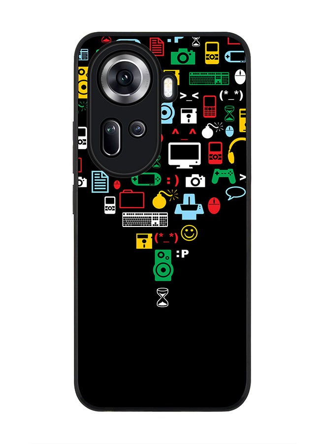 Stylizedd Rugged Black Edge Case for Oppo Reno11, Slim fit Soft Case Flexible Rubber Edges Anti Drop TPU Gel Thin Cover -  Convergence (Black) - Image 1