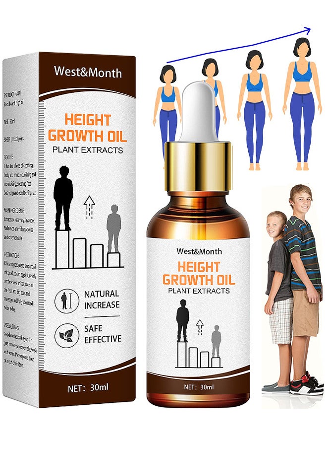 West&Month Height Growth Oil Plant Extracts, Body Boost Essential Oils Foot Stimulation Massage, Natural Herbal Height Increasing Essential Oil, Growth Massage Oil, Promot Bone Growth For Adolescent Bone Growth  - Image 1