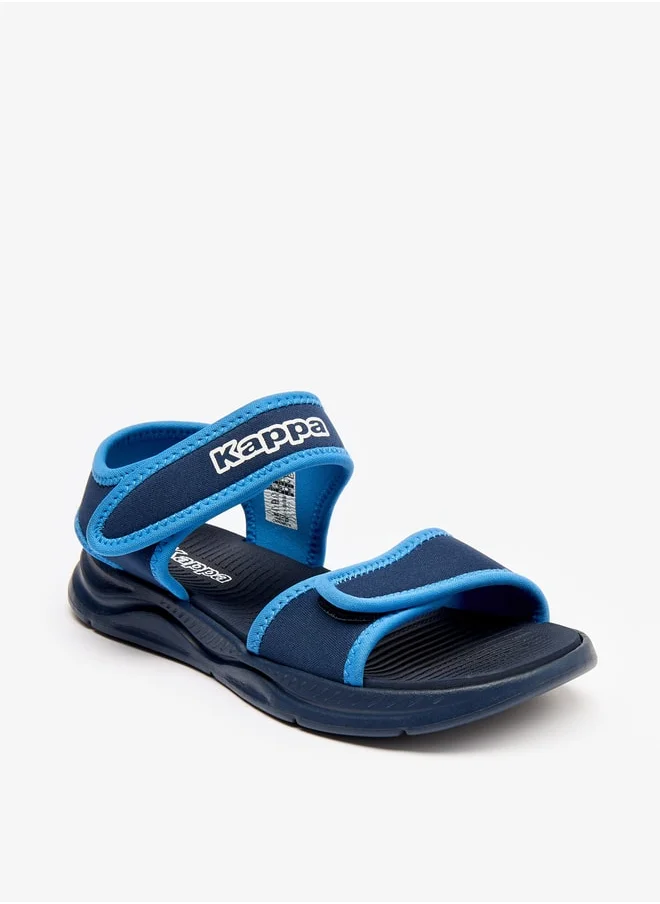 Kappa Boy's Logo Print Sandals with Hook and Loop Closure