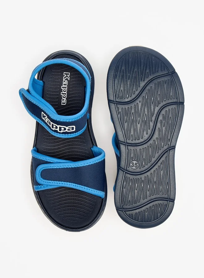 Kappa Boy's Logo Print Sandals with Hook and Loop Closure