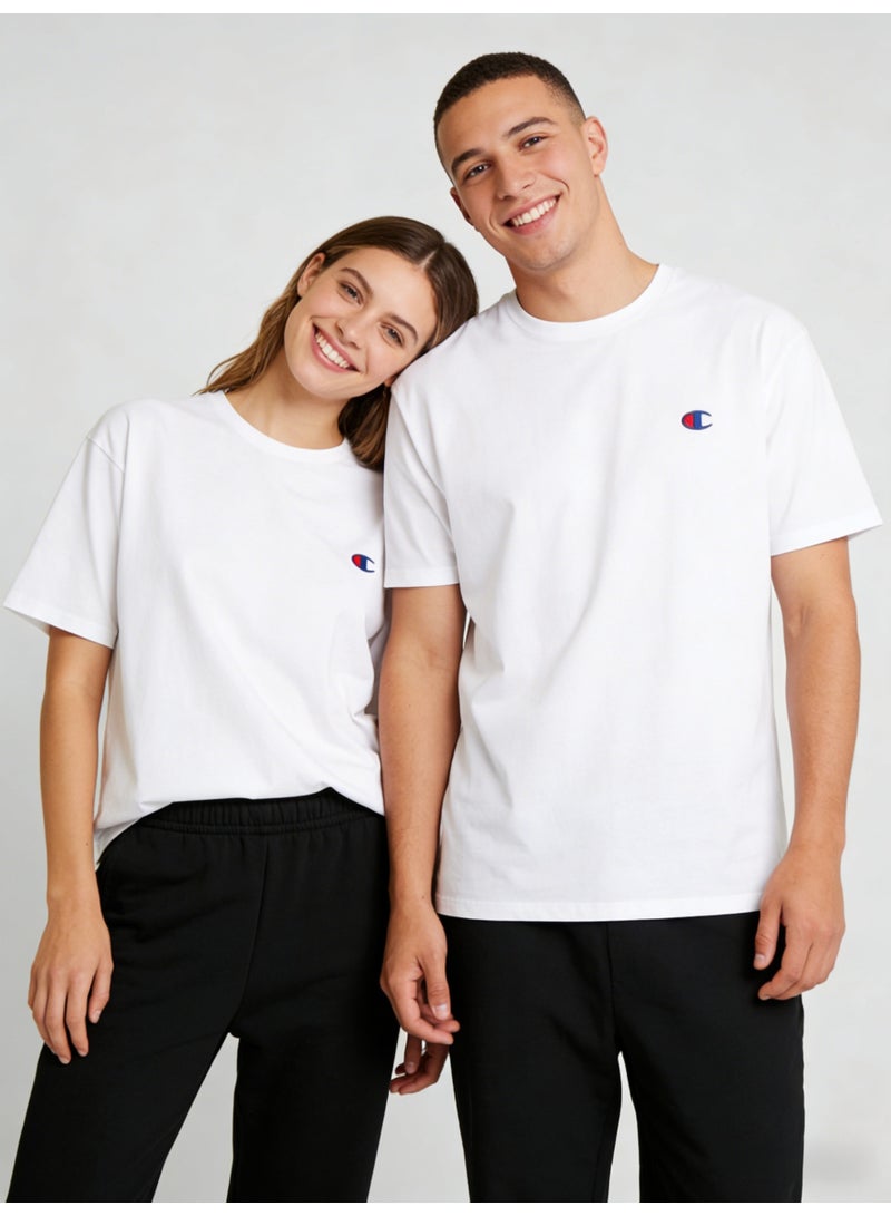 شامبيون Champion Classic Small C Logo Crewneck T-Shirt | Unisex Cotton Short Sleeve Tee - Image 1